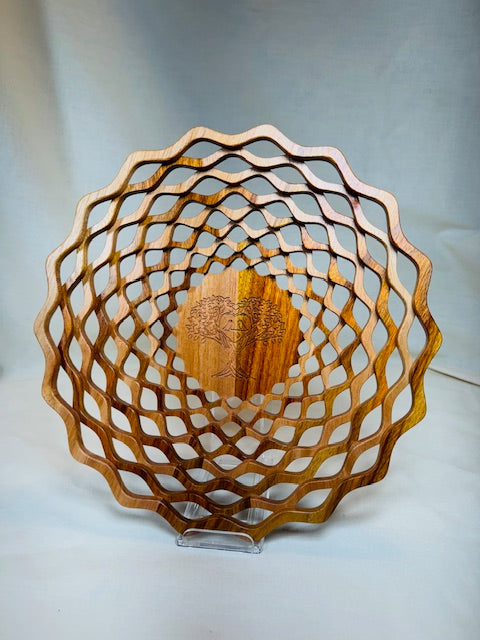 "Tree of Life" etched Lattice Bowl
