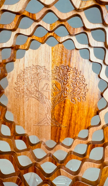 "Tree of Life" etched Lattice Bowl
