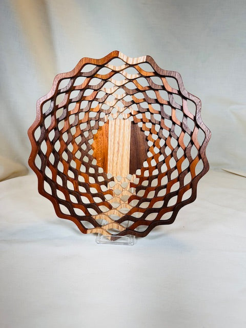 Tri-Color Wood Lattice Bowl