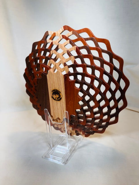 Tri-Color Wood Lattice Bowl