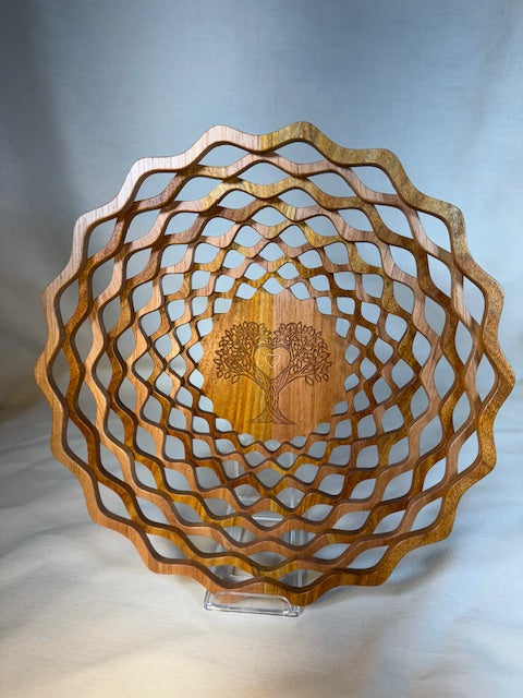 Lattice Bowl with "Tree of Life" etching and copper inlay!
