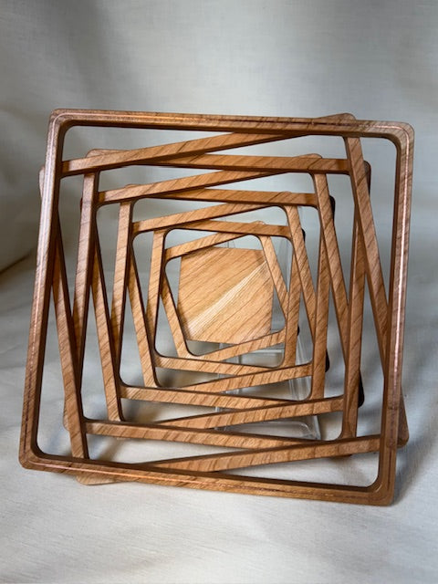 Square Lattice Bowl with Copper inlay